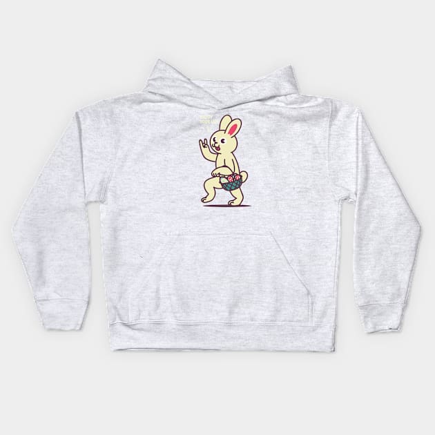 Bunny Collect Eggs Kids Hoodie by rarpoint